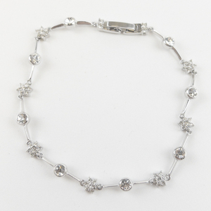 lot 74 image: White Rhinestone Stainless Steel Tennis Bracelet.