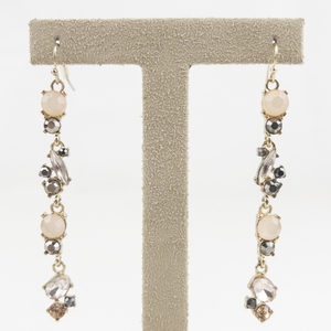 lot 92 image: Unknown Maker (Made In Italy) Pink, Grey, & Purple Rhinestone Gold Tone Base Metal French Wire Earrings .