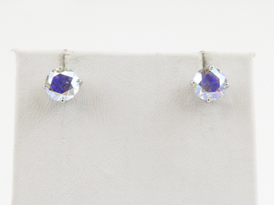 lot 93 image: Rainbow Cz Sterling Silver Stud Earrings .