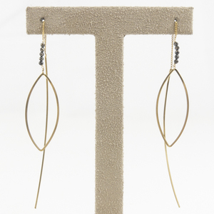 lot 102 image: Abstract Beaded Gold Tone Base Metal Threader Earrings.
