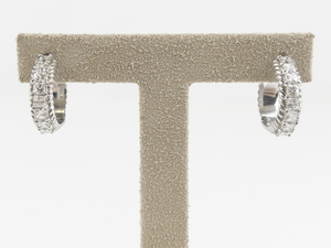 lot 107 image: Judith Ripka CZ Accented Rope Border Sterling Silver Hinged Wire Hoop Earrings.