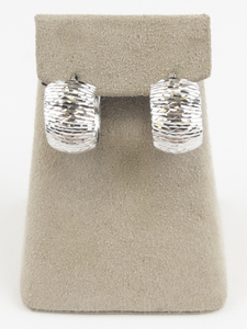 lot 108 image: Textured Brutalist Sterling Silver Hinged Wire Hoop Earrings.