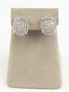 lot 109 image: Judith Ripka Cz Accented Sterling Silver Omega Back Earrings .