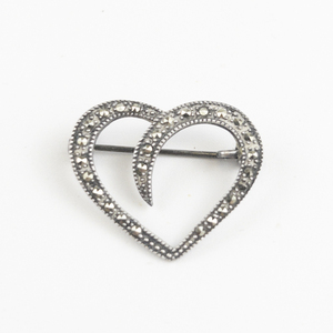 lot 115 image: Marcasite Accented Sterling Silver Brooch .