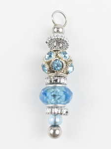 lot 135 image: Stacked Blue & silver tone base metal Bead Stack Pendant (No Chain).
