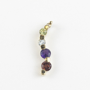 lot 142 image: Amethyst, Garnet, Aquamarine, & Peridot Squiggle Vermeil (Sterling Silver) pendant.