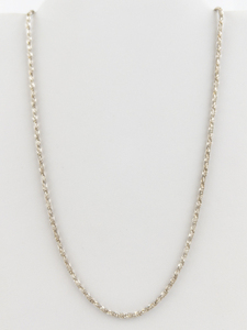 lot 144A image: 20 1mm Fancy Rope Link Sterling Silver Chain Necklace.