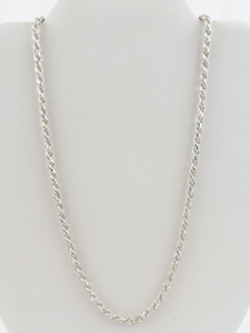 lot 149 image: 20 3mm Diamond Cut Rope Link Sterling Silver Chain Necklace.