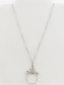 lot 151 image: DCE Curtis  Hummingbird CharmRing Holder Necklace Sterling Silver Pendant Necklace .