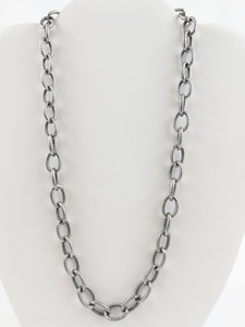 lot 152 image: Rope Oval Link Sterling Silver Chain Necklace.