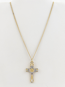 lot 155 image: Etched Two-Tone Base Metal Pendant Cross Necklace .