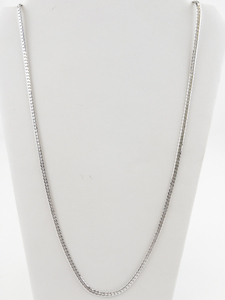 lot 156 image: Long Etched Stainless Steel Herringbone Necklace.