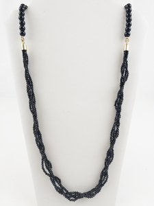 lot 173 image: Jet & Black Beaded Gold Tone Base Metal Bead Necklace.