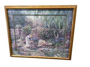 lot 28 image: Barbara Mock Framed Art Print Her Garden (27 x 33)