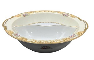 lot 34 image: Vintage Noritake Aurora 10 Round Divided Serving Dish in Floral and Gold