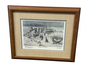 Signed Les Kouba "Headin' For Shelter" Framed Art Print (11.75" x 13.5")