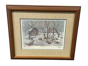 lot 37 image: Signed Les Kouba In Shelter Framed Art Print (11.75 x 13.5)
