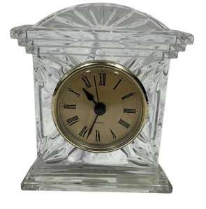 lot 58 image: Bohemia Czech Republic Lead Crystal 5 Mantel Clock - Needs Battery