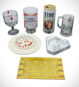 lot 101 image: Vintage Beer MugsGlasses and Ashtray Lot - Old Style, Budweiser, Michelob, Miller Lite