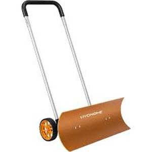 lot 27 image: VIVOHOME 48 in. Aluminum Adjustable Handle Bi-Direction Aluminum Snow Shovel with Wheels, Angled Blade Customer Returns See Pictures