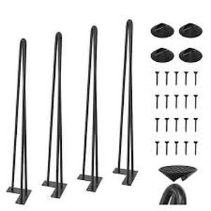 WINSOON 28 in. Black Metal Bench Legs Hairpin Table Legs for Furniture Feet (Set of 4-Pack 3-Rod)   Customer Returns See Pictures
