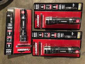 Lot of Husky 1200 Lumens Dual Power LED Rechargeable Focusing Flashlight   Customer Returns See Pictures