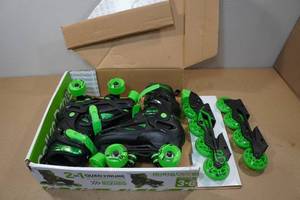 lot 49 image: Roller Derby 2-in-1 Inline & Quad Interchangable Adjustable Kids Inlines Skates -Size 3-6