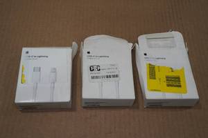 lot 188 image: 3 Apple USB-C to Lightning 2m Charging Cords