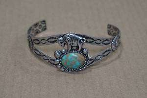 lot 231 image: Buffalo and Turquoise Silver Tone Bracelet