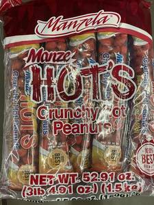 lot 26 image: Manze Crunchy Hot Peanuts - 10 Bags Total 3 lbs 491 oz