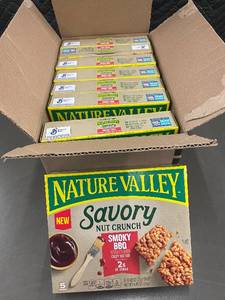 lot 28 image: Set of 8 Boxes of Nature Valley Savory Smoky BBQ Nut Crunch Bars