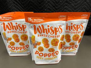 lot 472 image: WA 5 - Pack of 3 Whisps Popped Cheddar Baked Cheese Snacks 3.5 oz