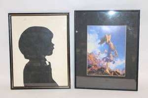 lot 7 image: Set of 2 Framed Artworks Silhouette and Colorful Girl Dance