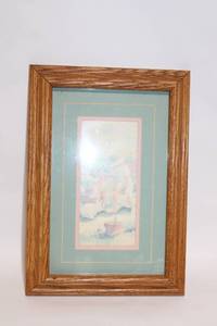 lot 9 image: Framed Watercolor Print in Oak Frame - 15 x 10