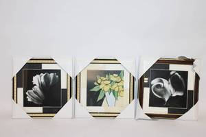 lot 10 image: Set of 3 Framed Floral Artwork Prints