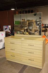 lot A-24 image: Vintage Wooden Dresser with Mirror