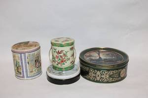 lot 47 image: Set of 5 Decorative Tin Containers with Various Designs