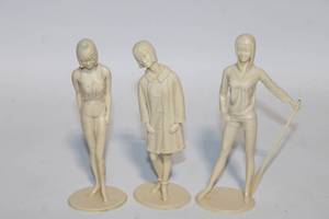 lot 137 image: Set of 3 Vintage Plastic Female Figurines