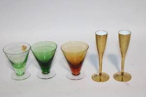 lot 158 image: Set of 5 Vintage Art Deco Style Glasses