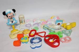 lot 166 image: Vintage Collection of Baby Rattles and Toys