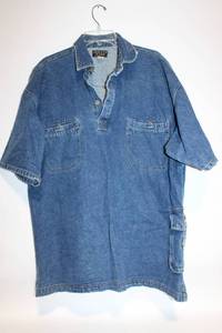 lot 187 image: Results Jeans Mens Denim Polo Shirt LG Size from Hong Kong