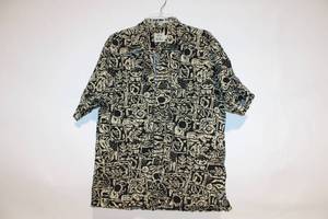 lot 192 image: Tommy Bahama Hawaii Black and White XL Hawaiian Shirt