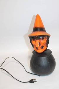Vintage Electric Halloween Witch Head Decoration