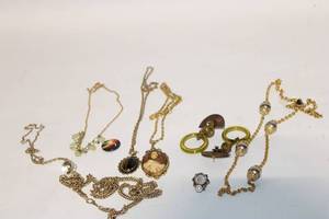 lot 245 image: Collection of Assorted Vintage Costume Jewelry Necklaces and Earrings