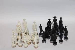 lot 311 image: Vintage Staunton Style Resin Chess Set with Soldiers and Cannons