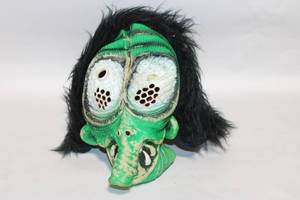 lot 313 image: Vintage Green Monster Mask with Black Hair