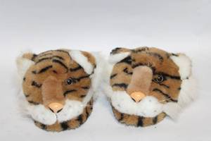 lot 317 image: Pair of Plush Tiger Stripe Slippers