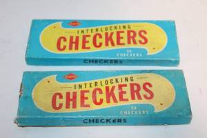 lot 378 image: Vintage Interlocking Checkers Sets with 24 Pieces Each