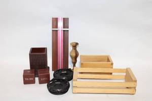 lot 392 image: Assorted Wooden Decorative Boxes and Vase Set