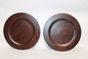 lot 413 image: Pair of Rona 13 Inch Wood Charger Plates